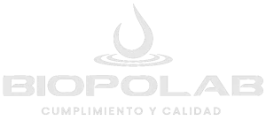 Logotipo del laboratorio BIOPOLAB color blanco fondo transparente